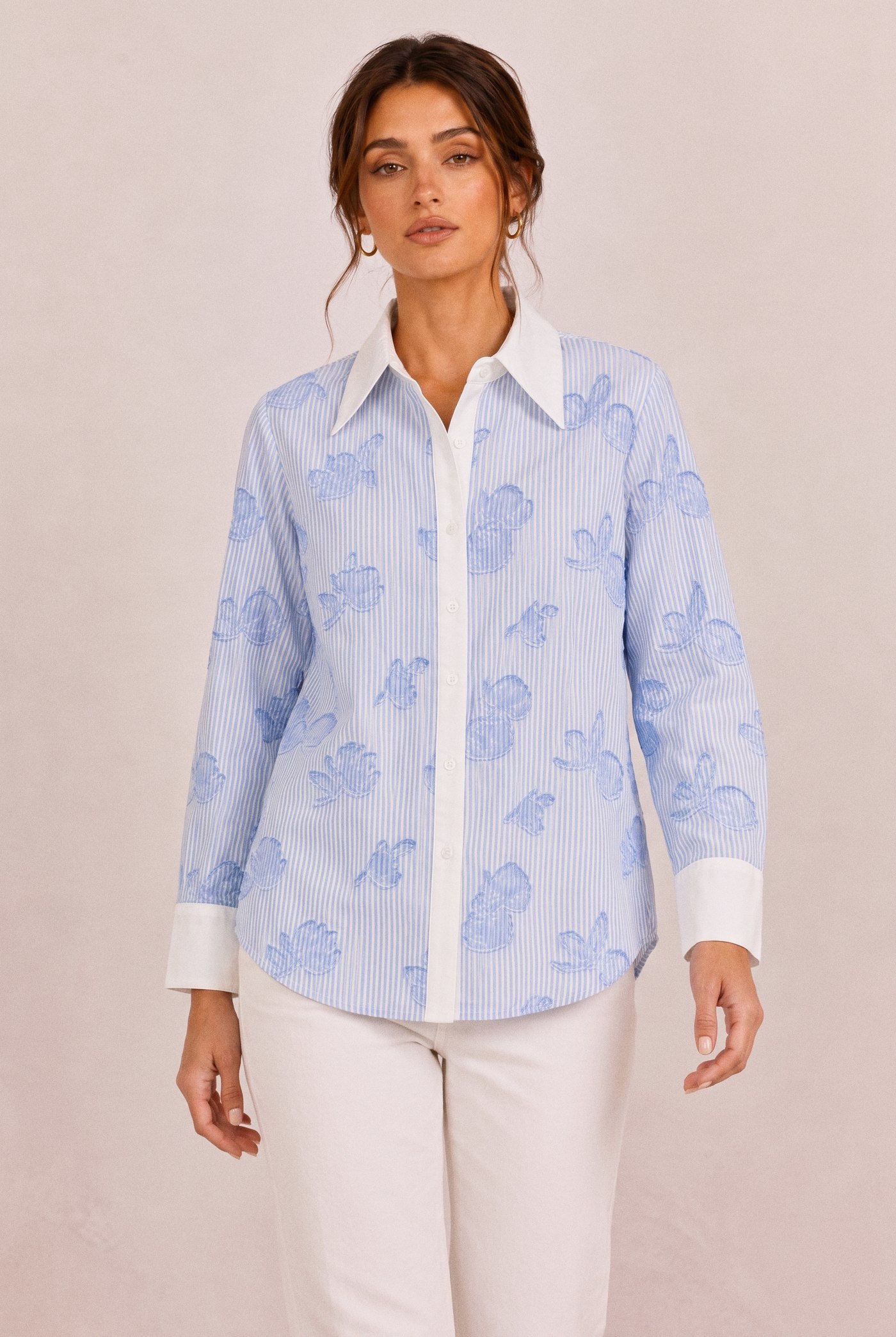Fil Coupé Floral Shirt in Blue, front